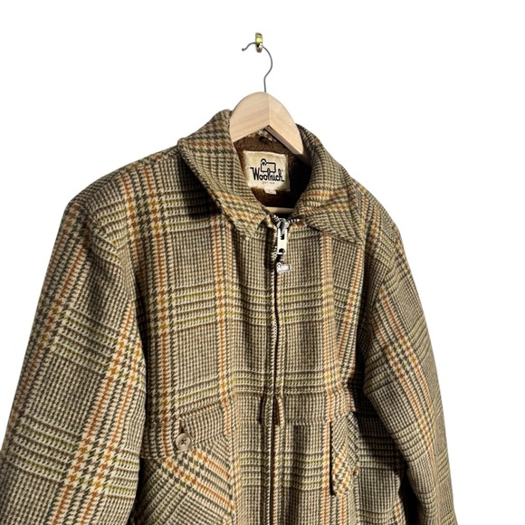 Vintage Woolrich Jacket Plaid Full Zip Coat Sherpa Lined Brown 70s Men's Large - Picture 2 of 5